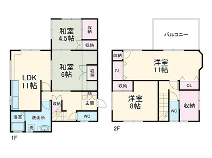 東京地下鉄東西線 妙典駅 徒歩13分 2階建 築40年(4SLDK)の間取り写真