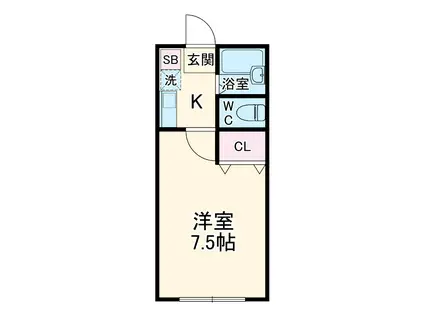 プラムアベニュー(1K/2階)の間取り写真