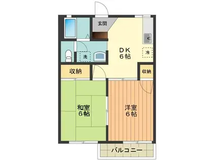 アベニュー(2DK/1階)の間取り写真