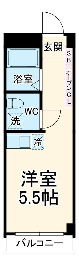 第2イーストサイド(ワンルーム/3階)の間取り写真