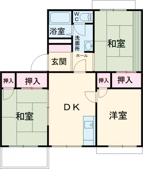 タウニィ高松(3DK/2階)の間取り写真