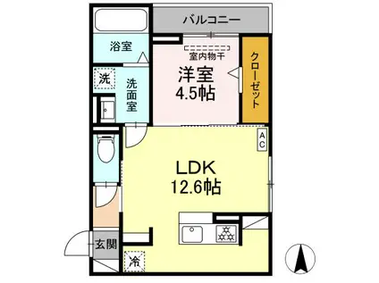 FLEGLEY(1LDK/2階)の間取り写真