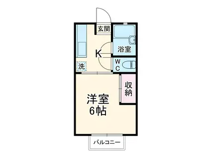 ロイヤル湘南(1K/2階)の間取り写真