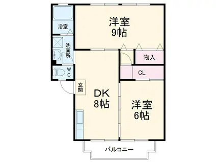 ブルーメゾンA(2DK/2階)の間取り写真