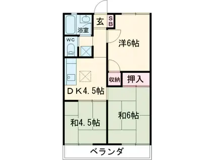 コスモハイム花畑(3DK/1階)の間取り写真