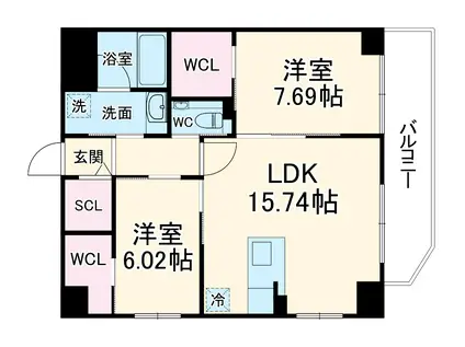 GRAN DUKE黒川(2LDK/5階)の間取り写真