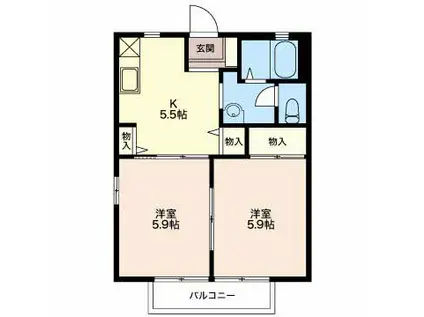 エリエール21(2DK/2階)の間取り写真