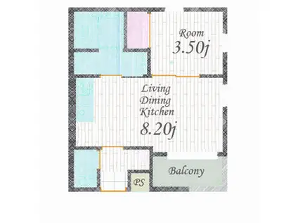CHERIM 本陣十王町 サウス(1LDK/2階)の間取り写真
