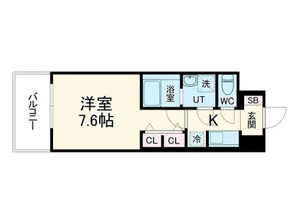 S-RESIDENCE桜本町AWESOME(1K/11階)の間取り写真