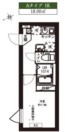 レピュア駒込レジデンス(1K/1階)の間取り写真