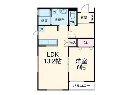 グランコムズ(1LDK/2階)の間取り写真