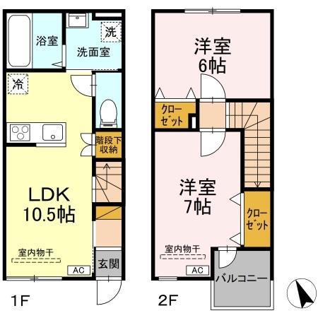 カーサ・ミモザ(2LDK/1階)の間取り写真