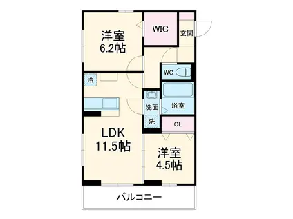ユートリⅢ(2LDK/3階)の間取り写真