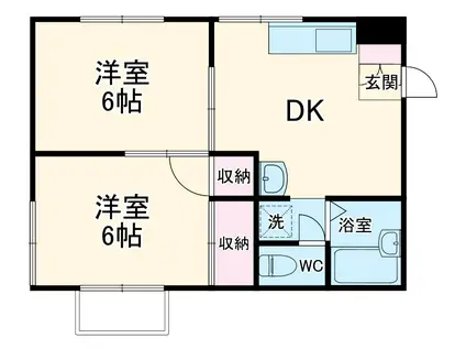 アイレッツ・ヒロ(2DK/2階)の間取り写真