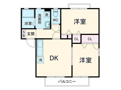 ソレイユ2号館(2LDK/2階)の間取り写真
