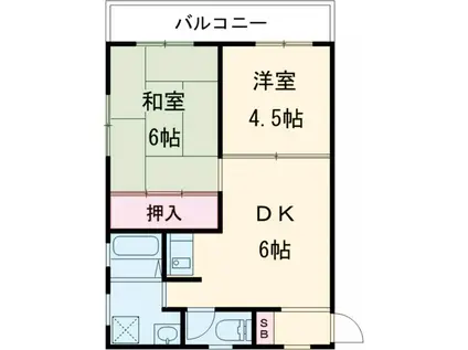 レジデンス・マキノ(2DK/4階)の間取り写真