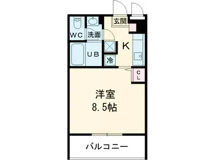 福生セイワレジデンス(1K/4階)の間取り写真