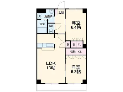 インマヌエル(2LDK/2階)の間取り写真
