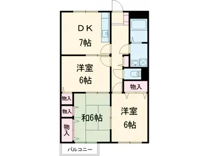 ヤマタケハウス(3DK/2階)の間取り写真