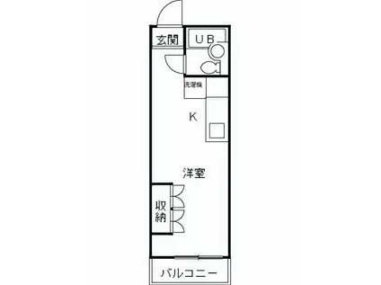 東海道本線 藤沢駅 徒歩10分 5階建 築58年(ワンルーム/4階)の間取り写真