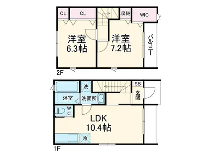 DIEU FAMILLE A/B(2LDK/1階)の間取り写真