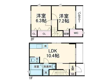 DIEU FAMILLE A/B(2LDK/1階)の間取り写真
