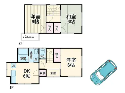 小田急電鉄小田原線 秦野駅 徒歩17分 2階建 築43年(3DK)の間取り写真