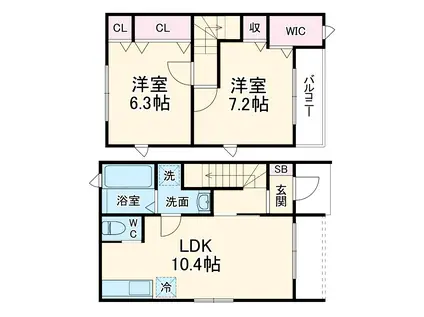 DIEU FAMILLE A/B(2LDK/1階)の間取り写真