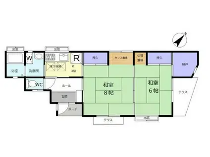 東武鉄道東上線 東松山駅 徒歩51分 1階建 築29年(2SK)の間取り写真