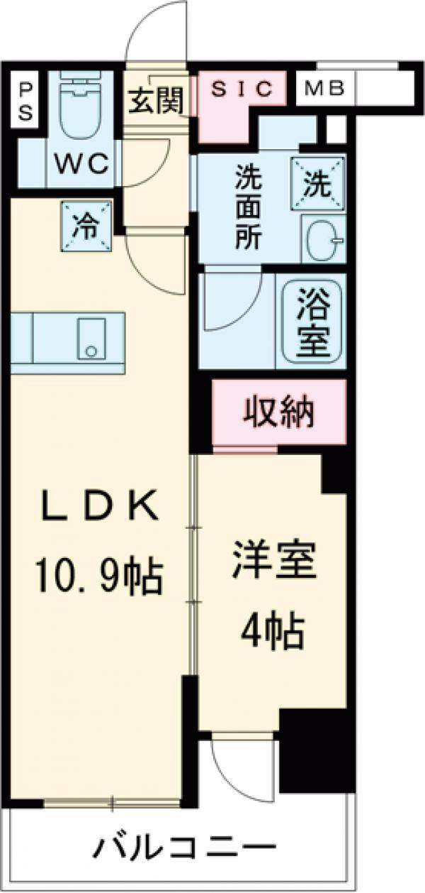 プレール・ドゥーク亀戸Ⅵ(1LDK/11階)の間取り写真