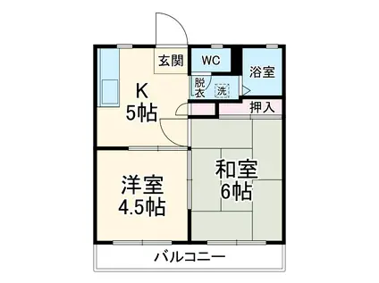 コーポ花の木Ⅰ号館(2K/1階)の間取り写真