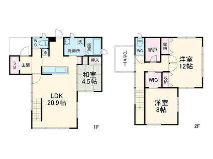 名鉄名古屋本線 丸ノ内駅 徒歩7分 2階建 築15年(3LDK)の間取り写真