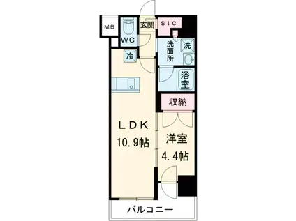 プレール・ドゥーク亀戸Ⅵ(1LDK/6階)の間取り写真