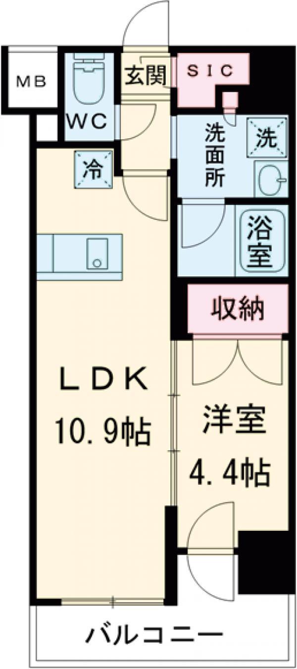 プレール・ドゥーク亀戸Ⅵ(1LDK/9階)の間取り写真