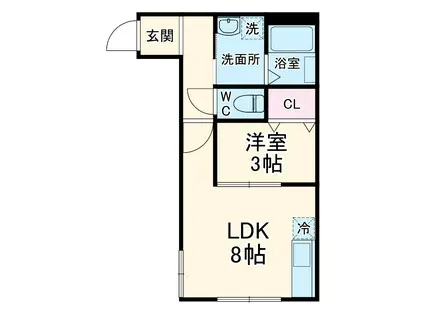 FLAT八千代村上(1LDK/1階)の間取り写真