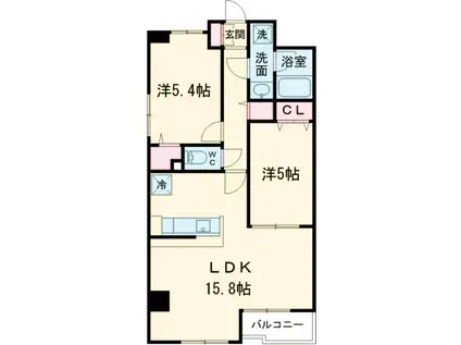 UNE LUMIRE(2LDK/5階)の間取り写真