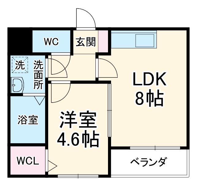 クレアーレ富小路(1LDK/3階)の間取り写真
