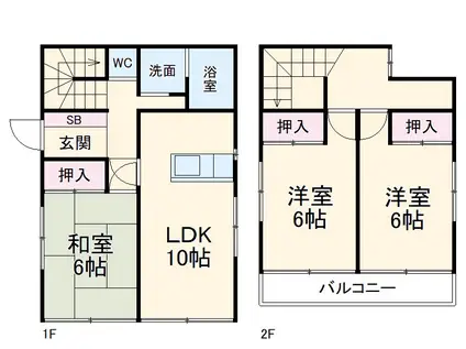 小田急電鉄江ノ島線 善行駅 徒歩20分 2階建 築34年(3LDK)の間取り写真