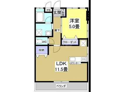 リバティハイツ(1LDK/1階)の間取り写真