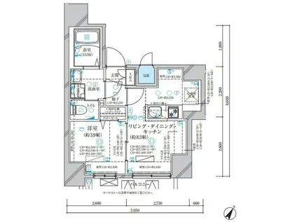 ディアレイシャス名古屋中村公園Ⅱ(1LDK/6階)の間取り写真