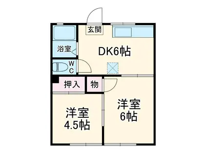 グレイス1(2DK/1階)の間取り写真