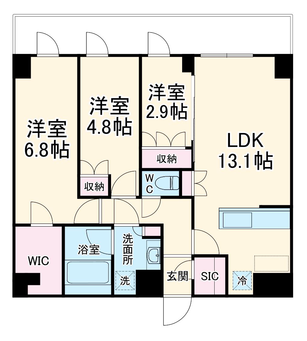 LIME RESIDENCE KAWAGUCHI イースト(3LDK/8階)の間取り写真