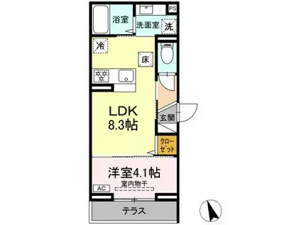 D PAINA上平間Ⅱ(1LDK/1階)の間取り写真