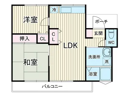 パーシモン1(2LDK/1階)の間取り写真