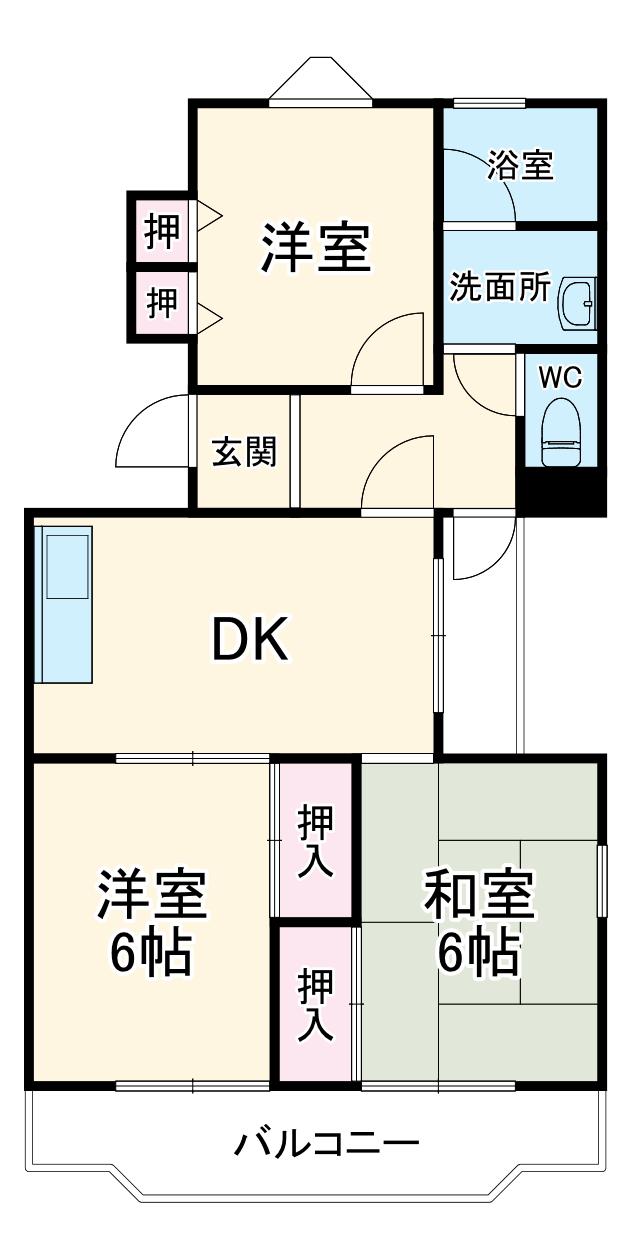 ベルハイムOKADA(3DK/2階)の間取り写真