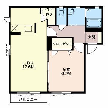 セネシオ(1LDK/1階)の間取り写真