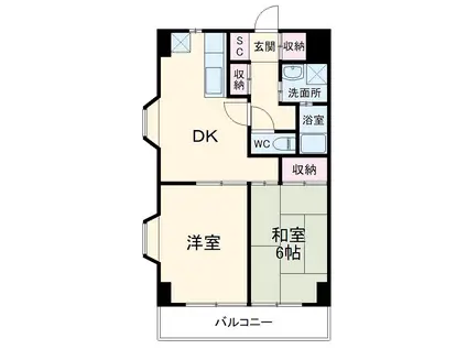 ウィンベルコーラス平塚第13(2LDK/6階)の間取り写真
