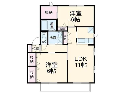 メルベーユ(2LDK/1階)の間取り写真