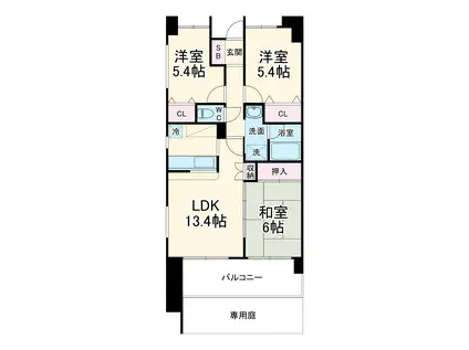 SALLE DE VERDURE(3LDK/1階)の間取り写真