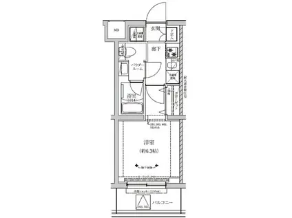 RELUXIA成増Ⅱ(1K/3階)の間取り写真
